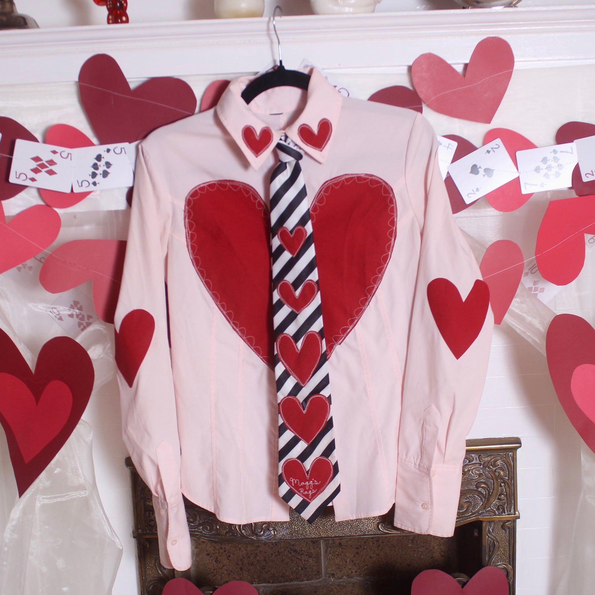 Heart button down & striped tie(small) - Magg's Rags 