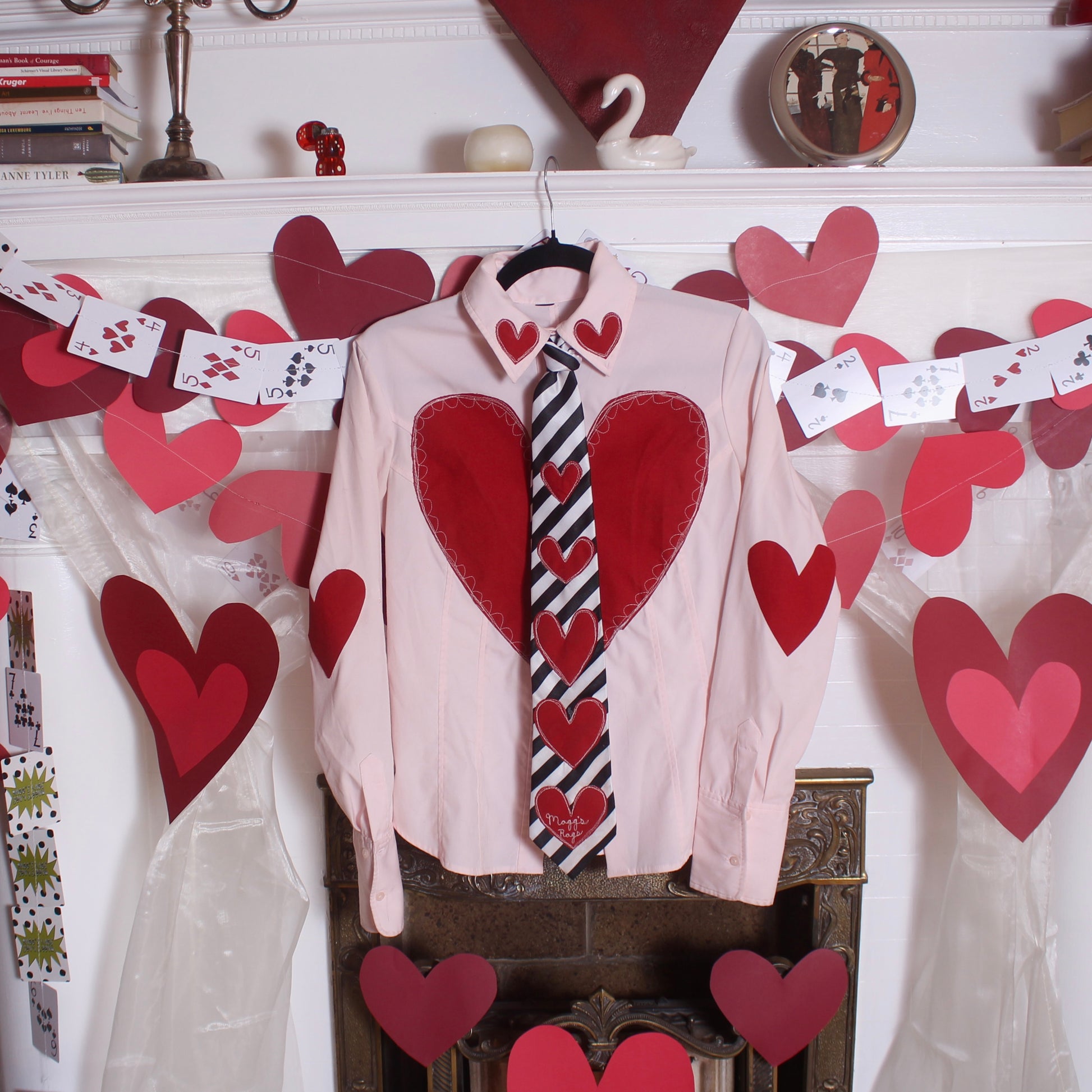 Heart button down & striped tie(small) - Magg's Rags 