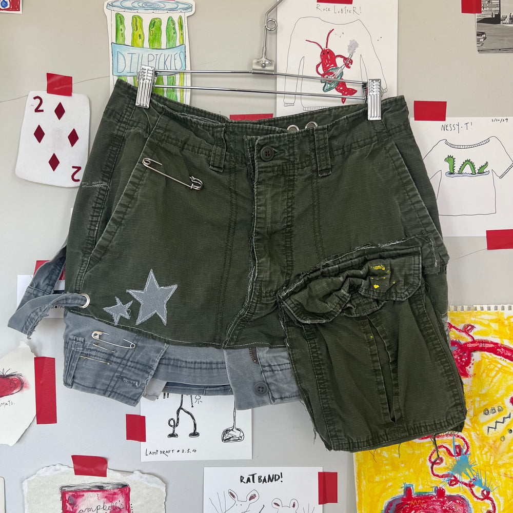 Deconstructed cargo mini skirt