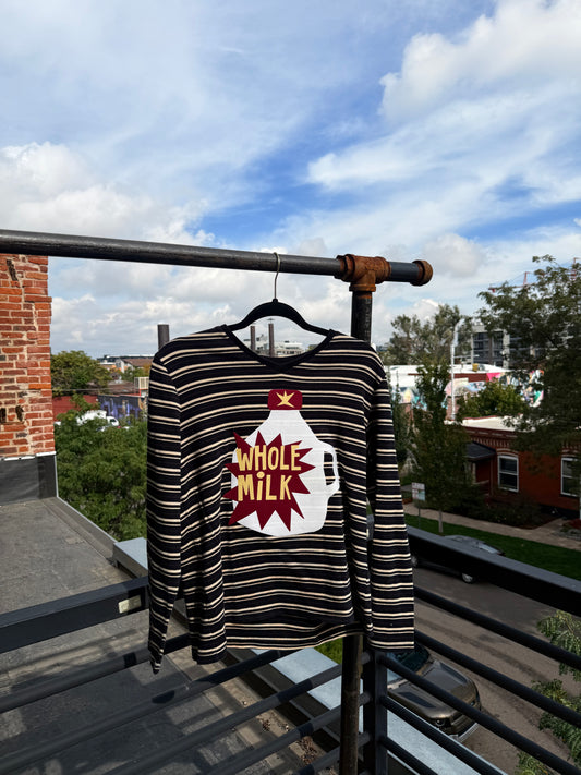 Whole milk n’ stripes tee(S/M)