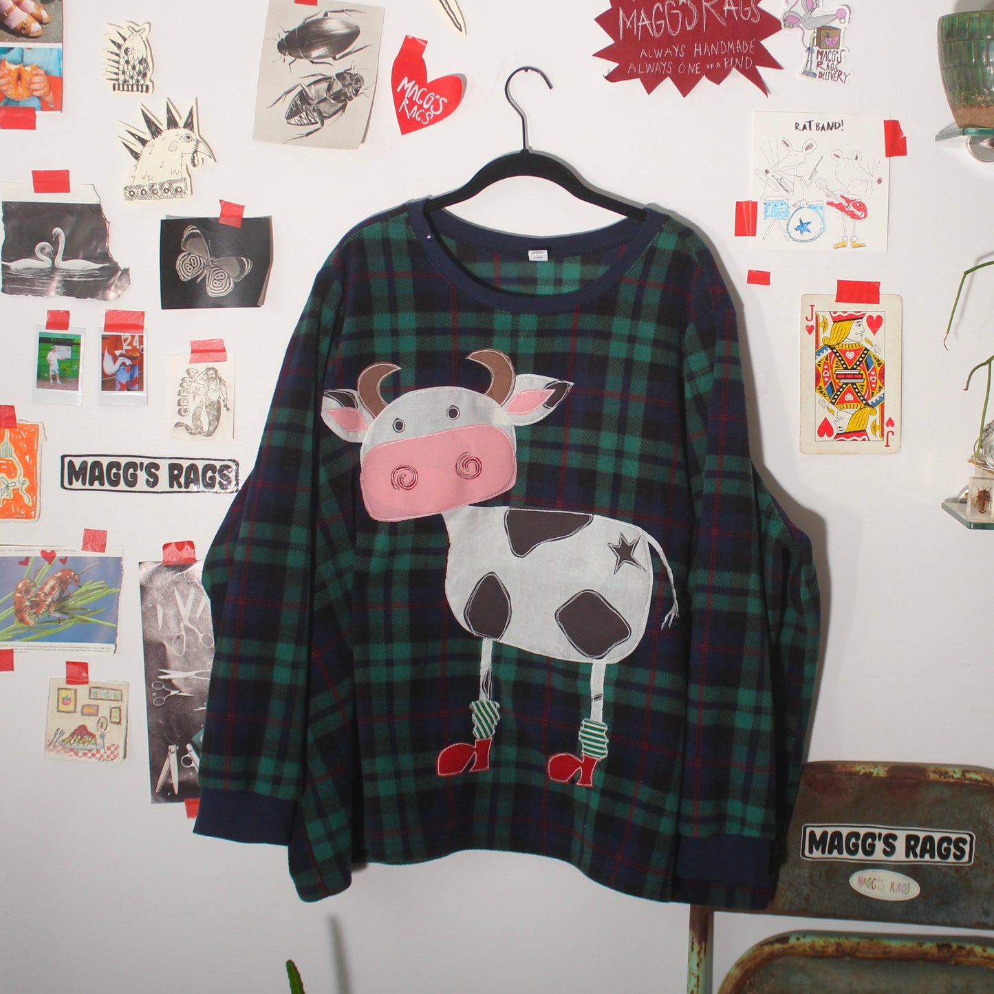 Plaid cow crew(XXL)