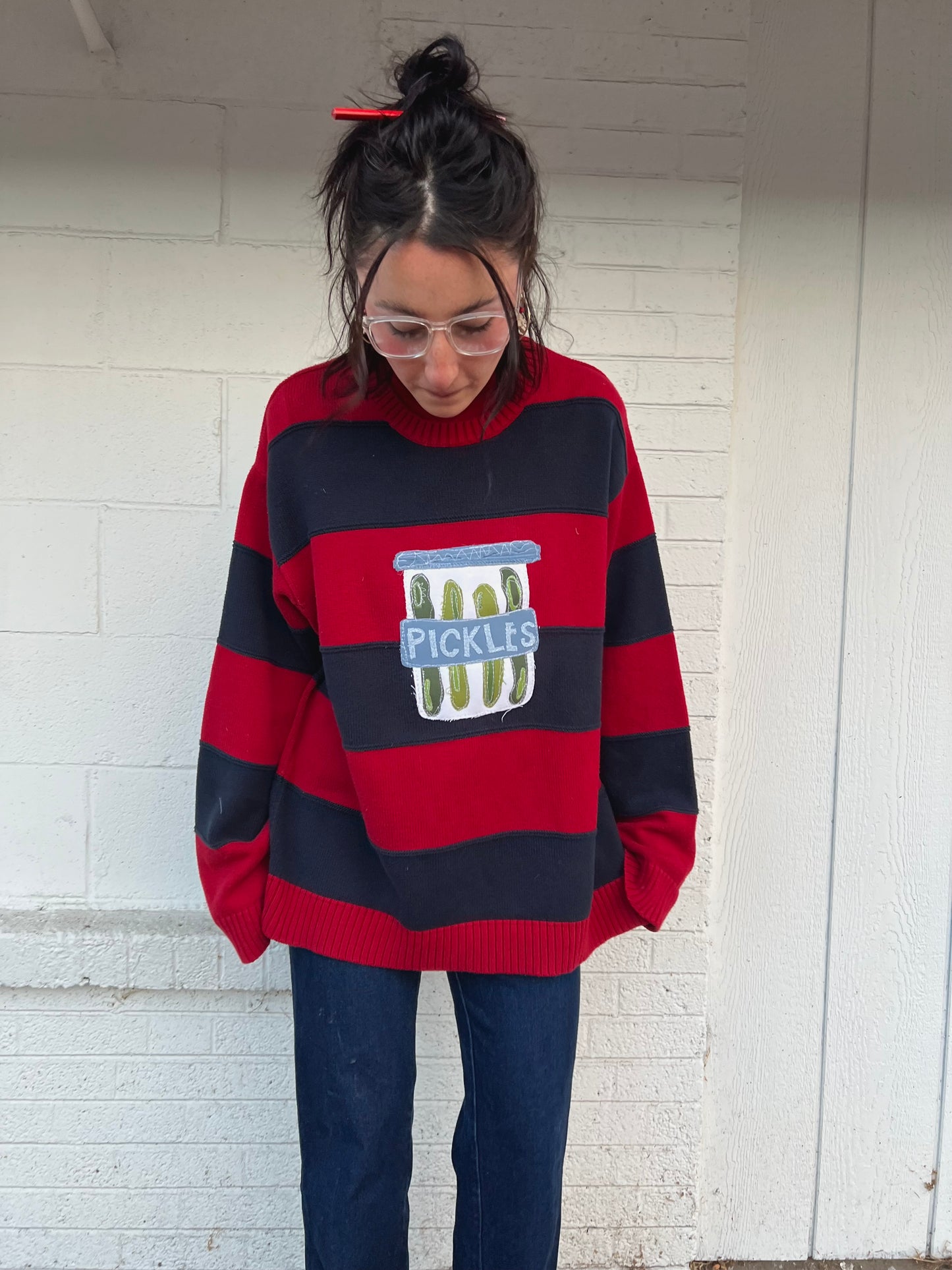 Striped pickes sweater(XL)