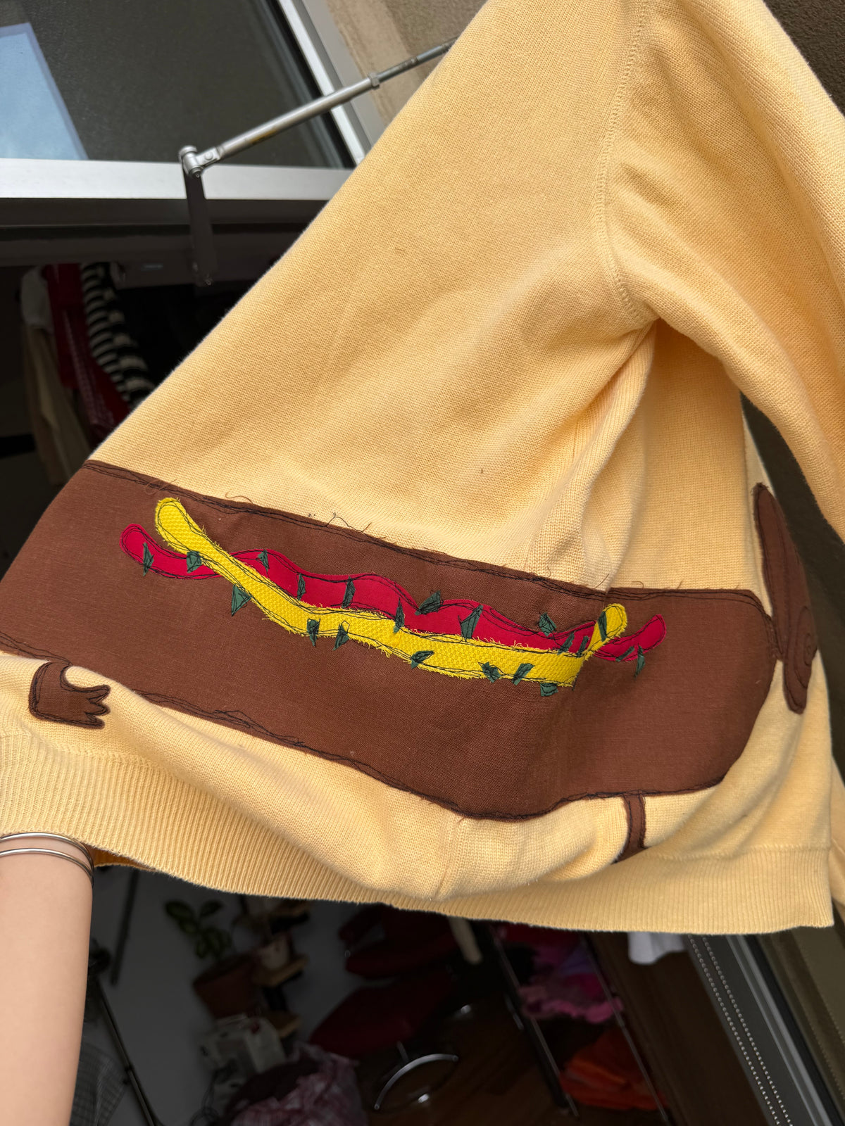 Dachshund selling hotdogs sweater(XL)