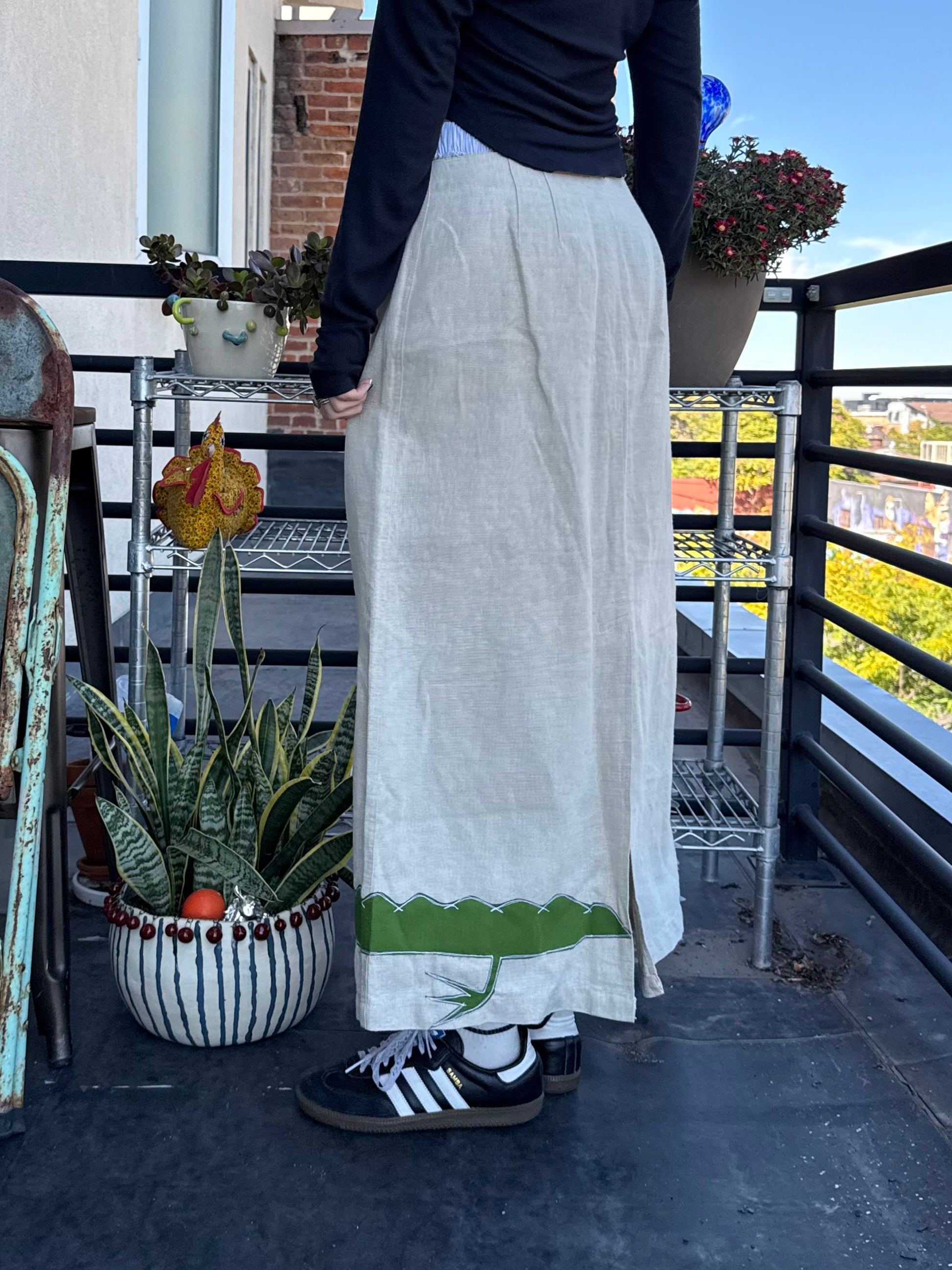 Linen gator maxi skirt(10) - Magg's Rags 