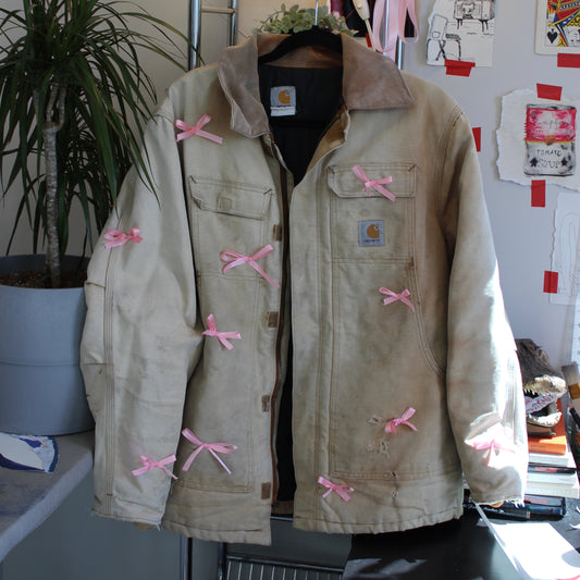 Pink bow carhartt jacket(zipper broken!)