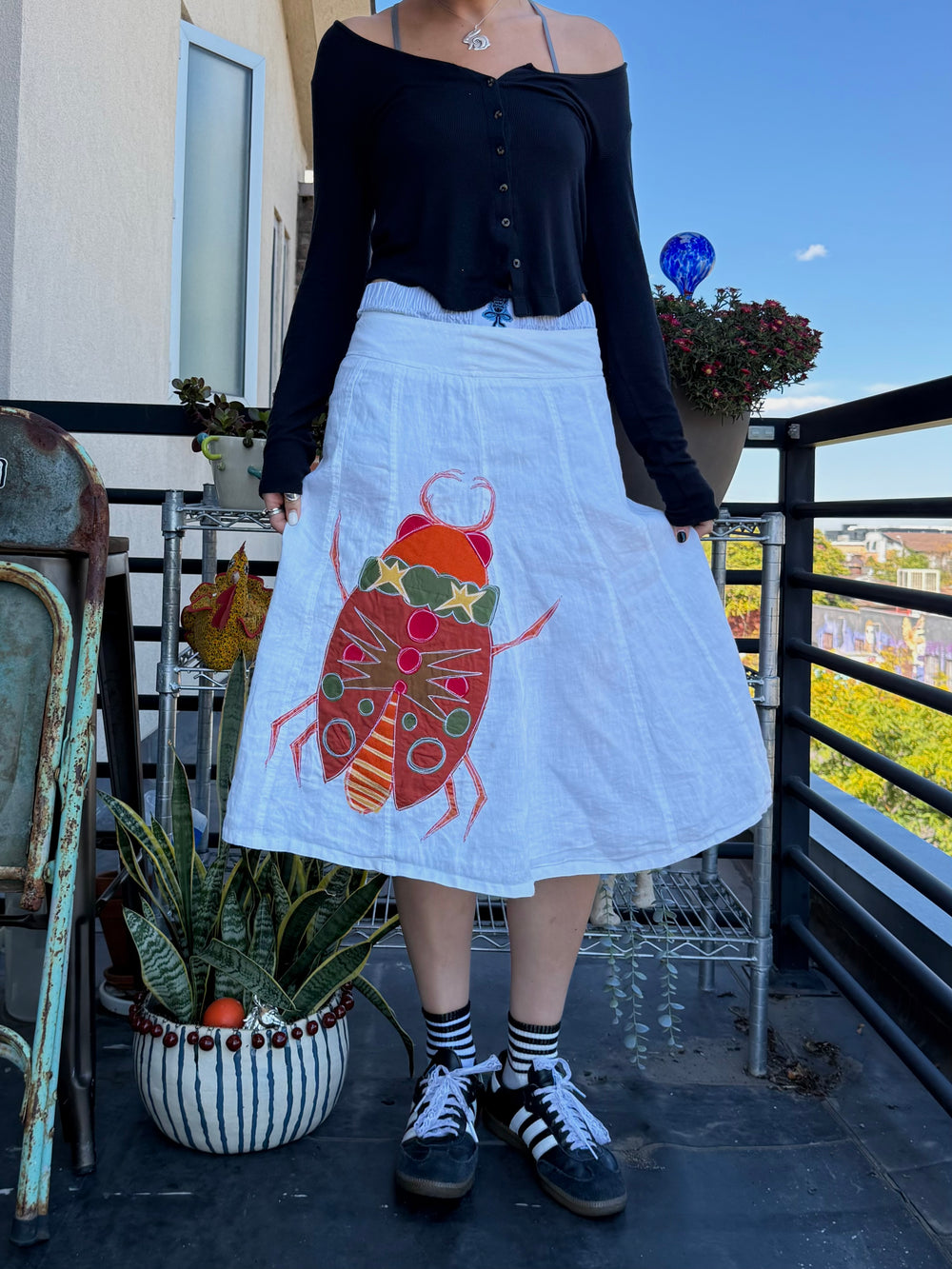 Linen bug midi skirt(6)