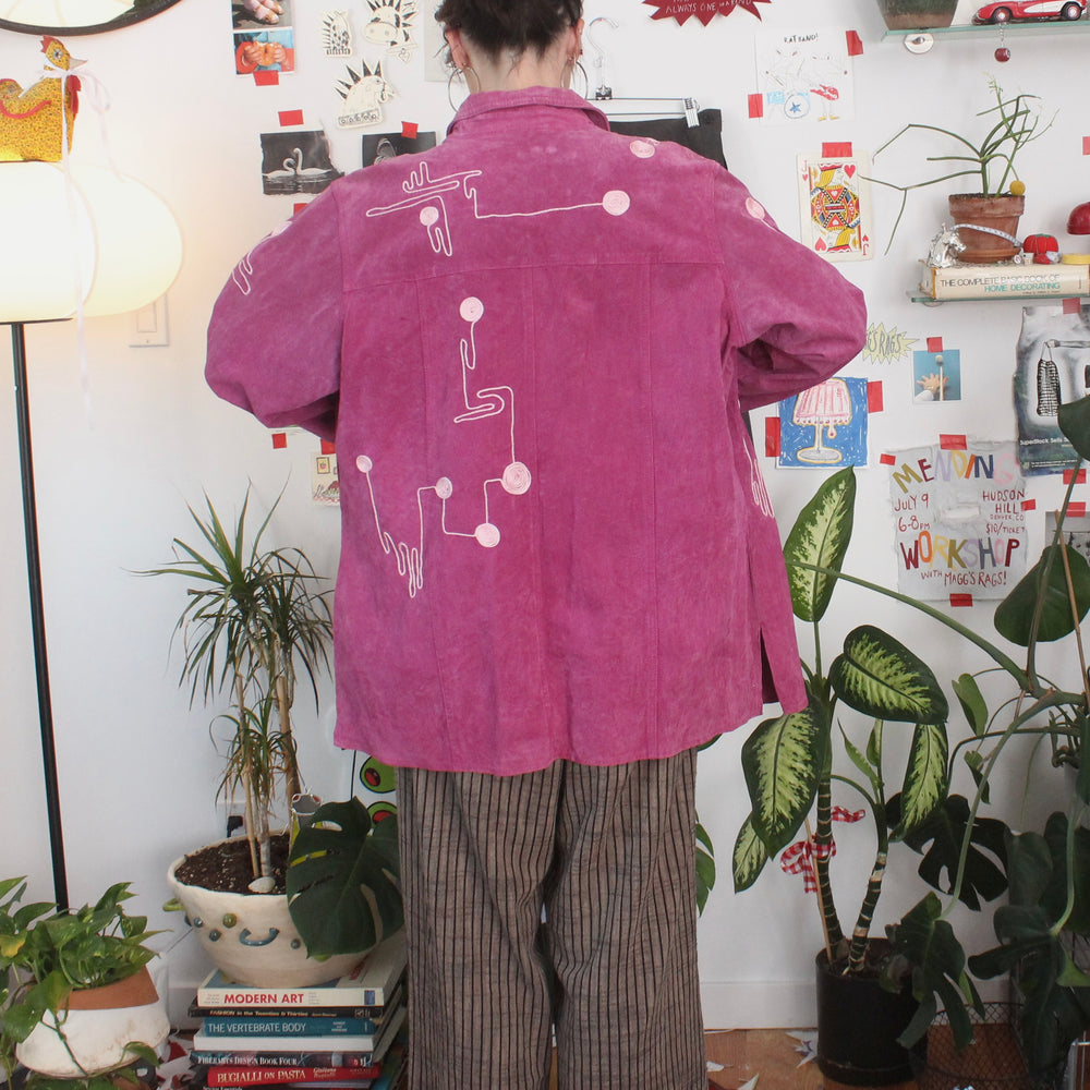 
                      
                        Swirly string pink leather jacket(L/XL)
                      
                    