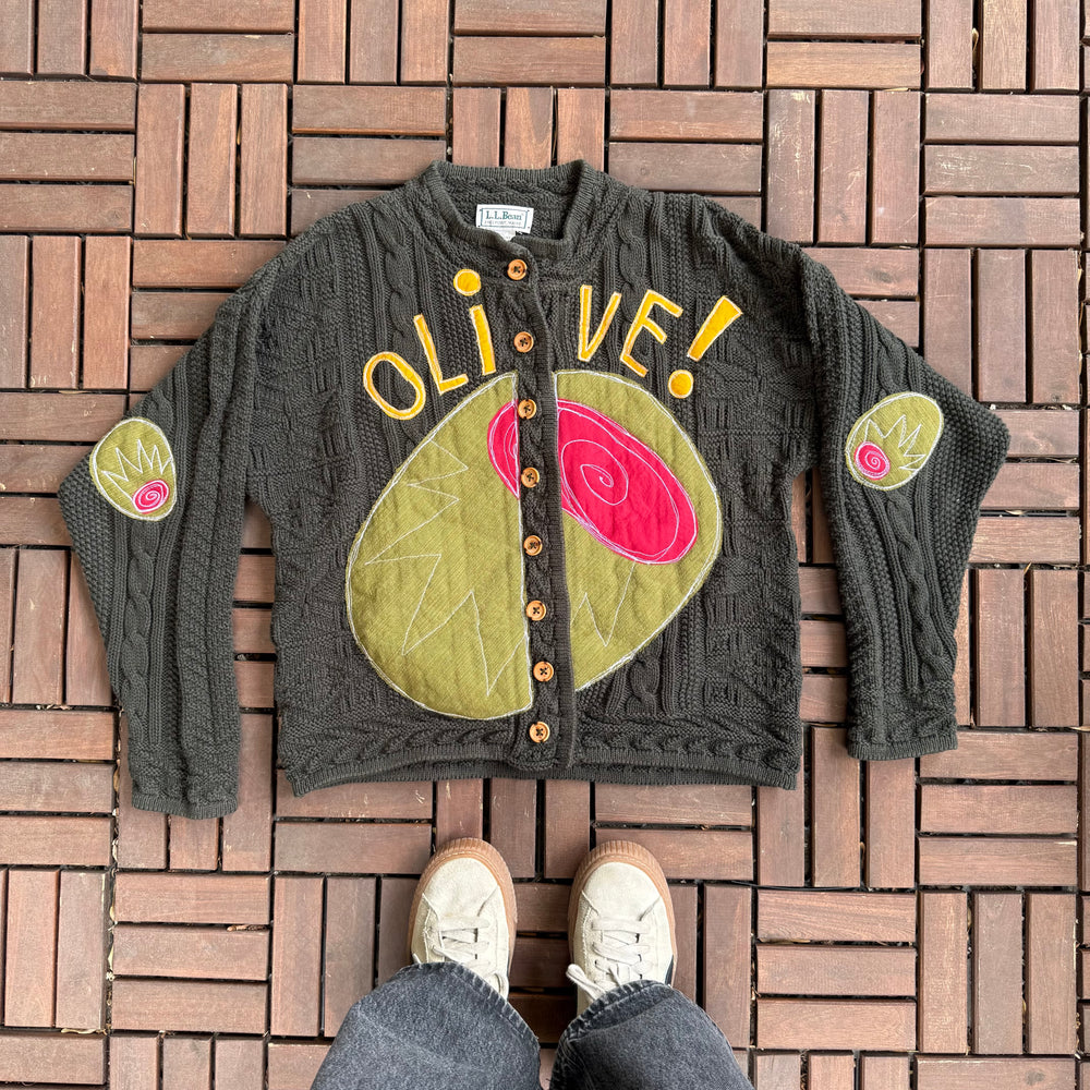 Split front olive cardigan(medium)
