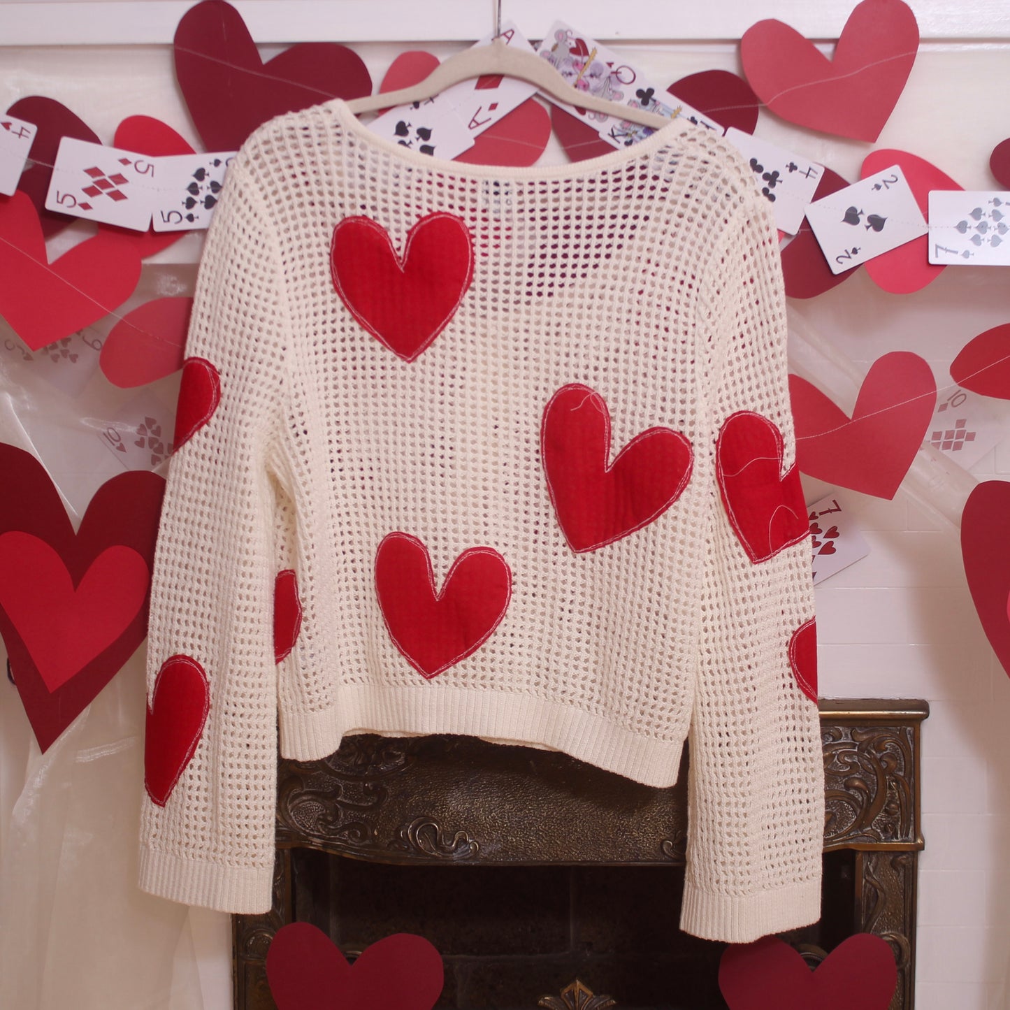 Hearts all over cardigan(Large) - Magg's Rags 