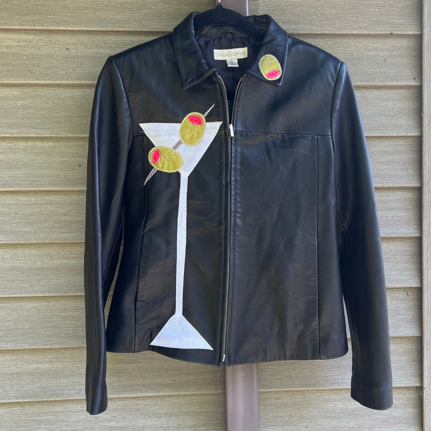Leather martini bomber jacket(S/M)