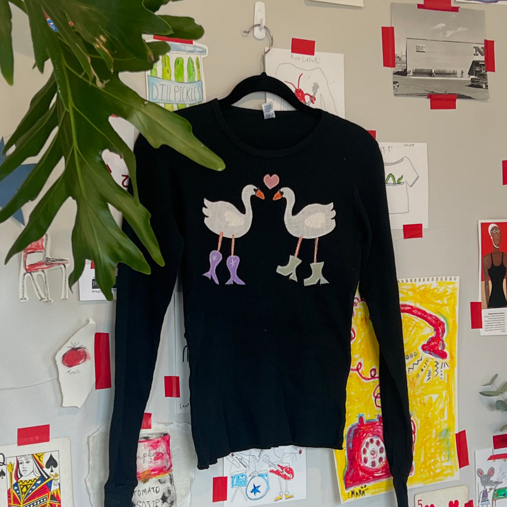 Swans in love waffle tee(small)