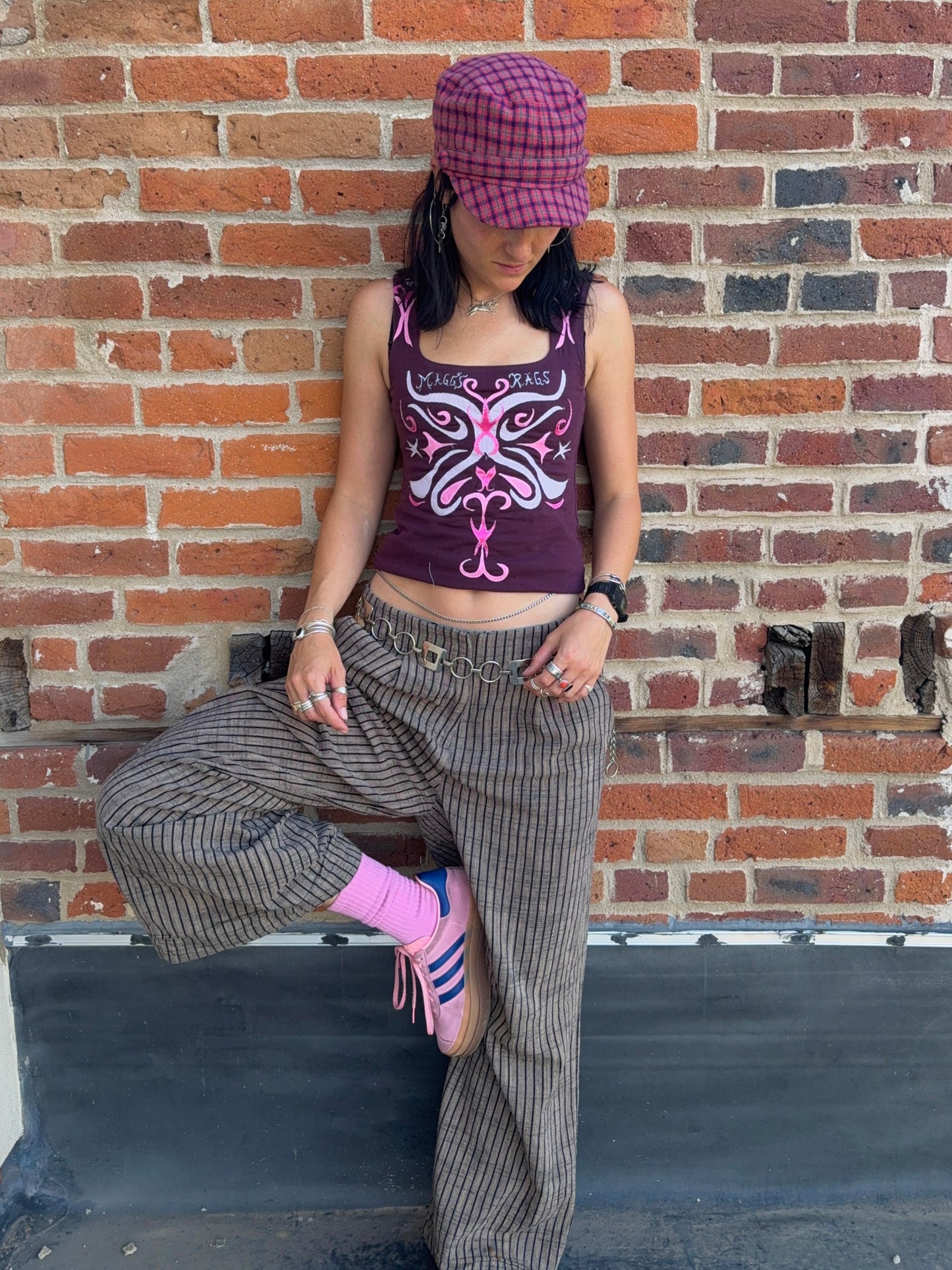 Pink n purple swirl tattoo tank(XS)