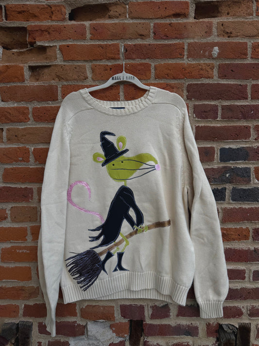 Witchy Rat on a broom sweater(XL)