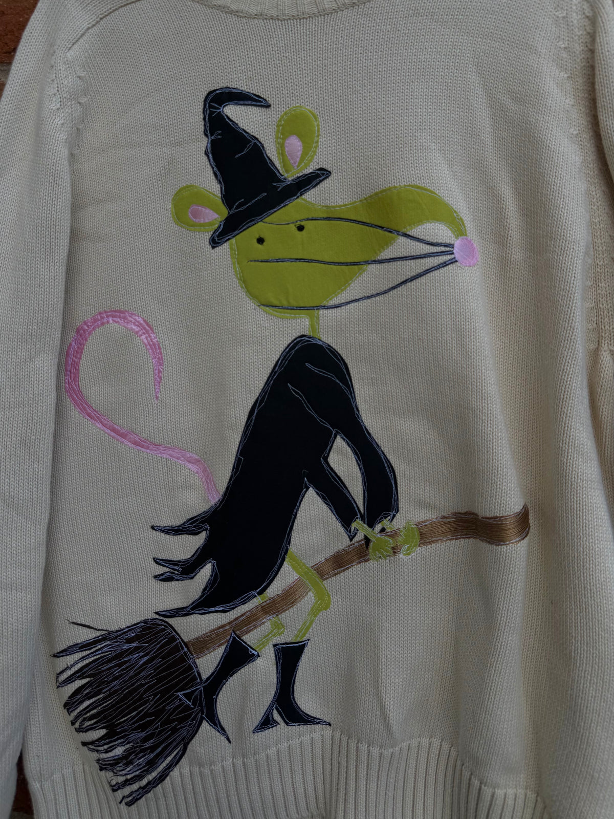 Witchy Rat on a broom sweater(XL)