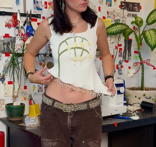 Fringey Florals Asymmetrical tank(S/M)