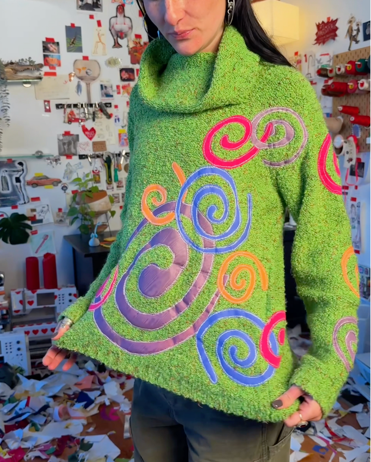 Swirls GALORE cowl neck sweater(large)