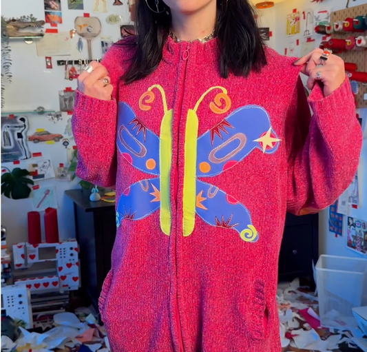 Butterfly diva ft. Swirl elbows zip up sweater(XL)
