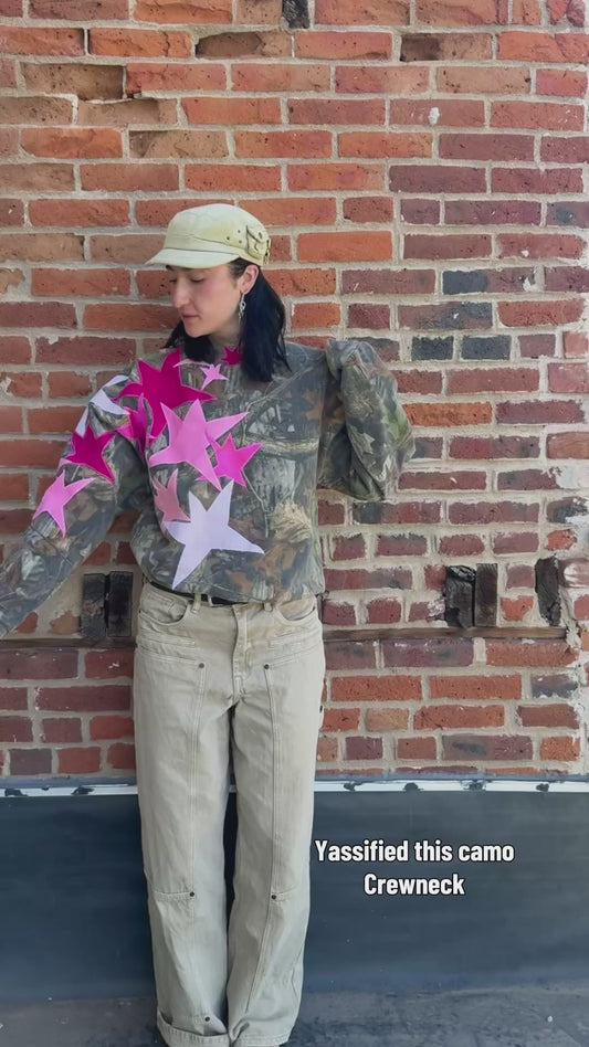Pink Stars and camo crew(Large)