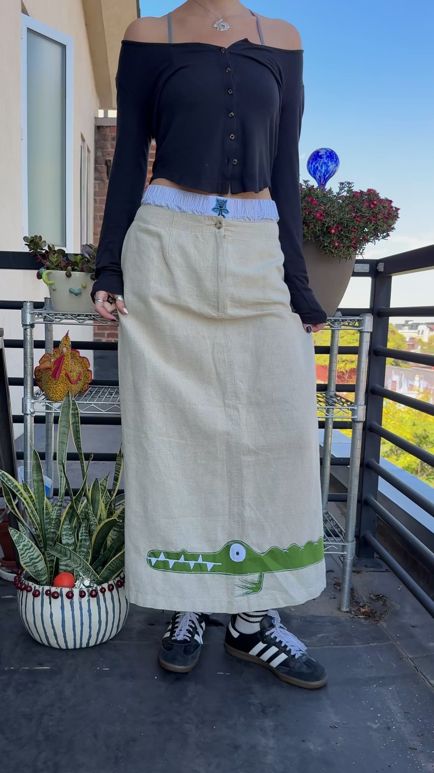 Linen gator maxi skirt(10)