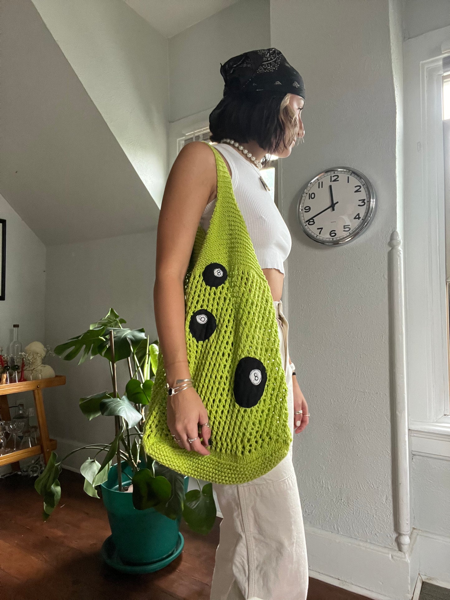 Knit 8 ball tote