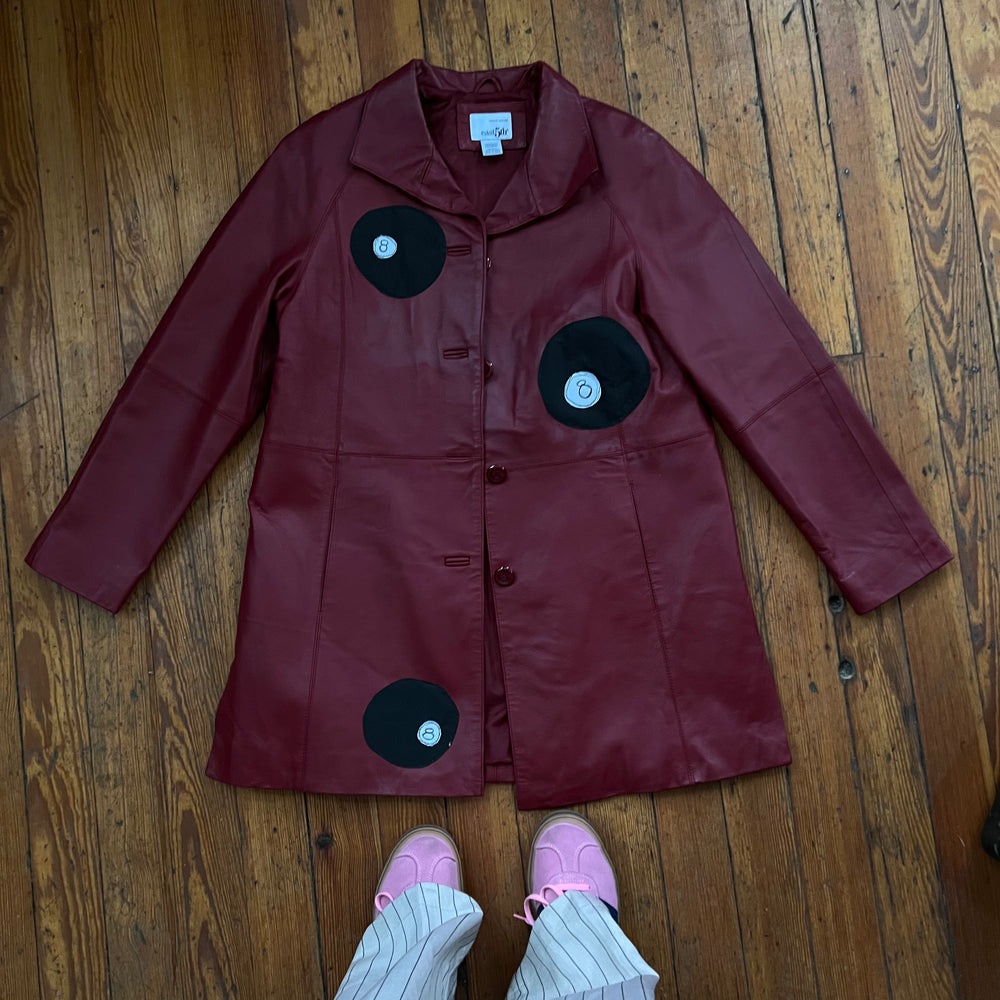 
                      
                        Red leather 8 ball jacket
                      
                    
