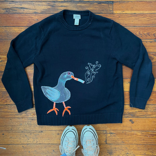 Pigeon having a ciggy sweater - Magg's Rags 