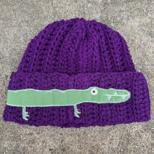 Purple gator beanie 