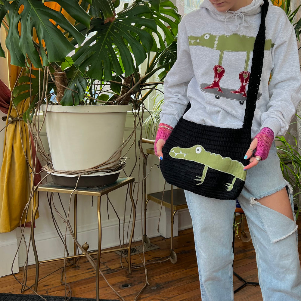 Crochet gator satchel