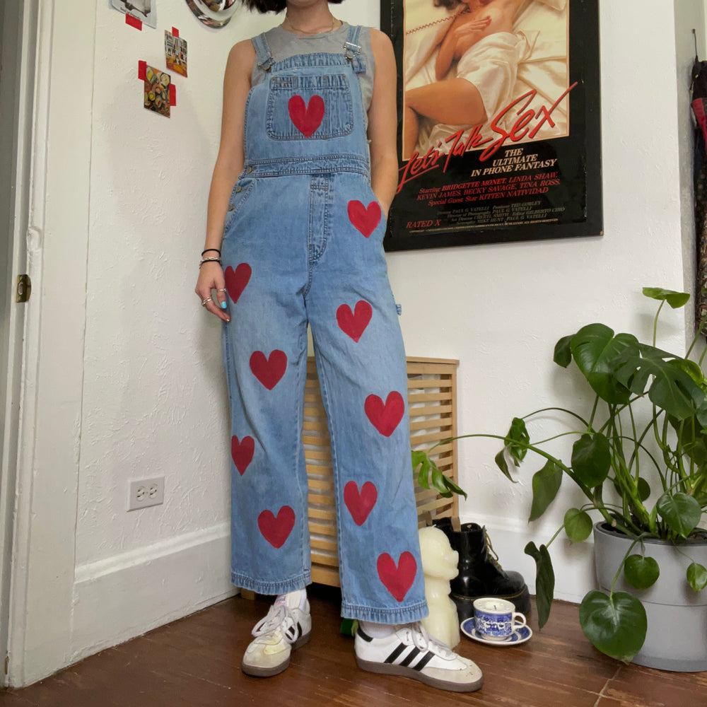 Heart print overalls