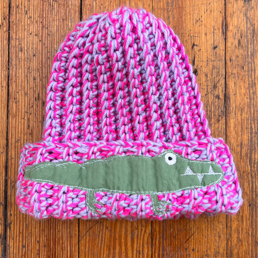 Pink knit gator beanie - Magg's Rags 