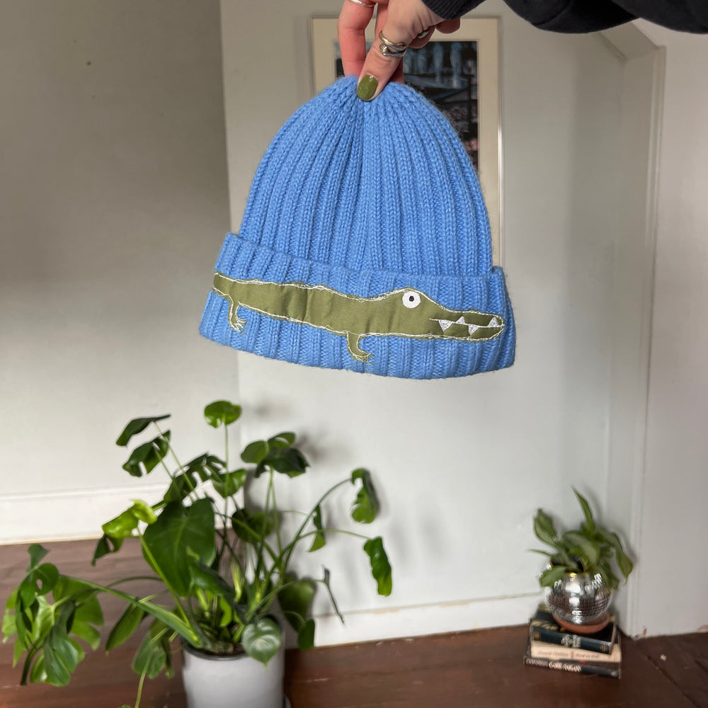 Light blue gator beanie