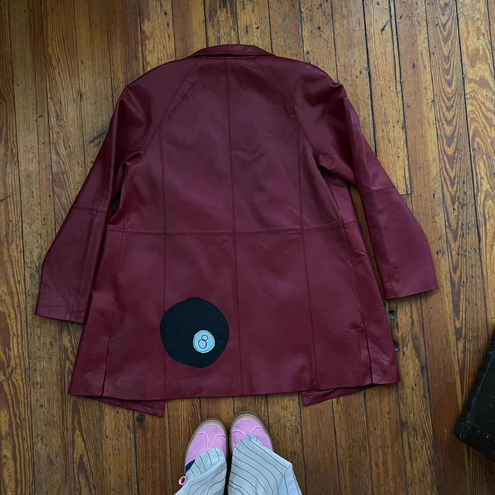 
                      
                        Red leather 8 ball jacket
                      
                    