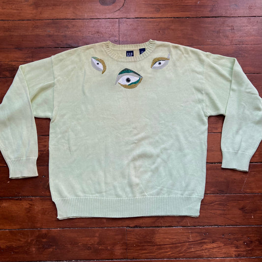 Green eyeball sweater