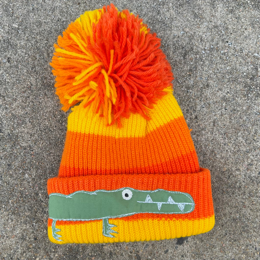 Pom Pom gator beanie