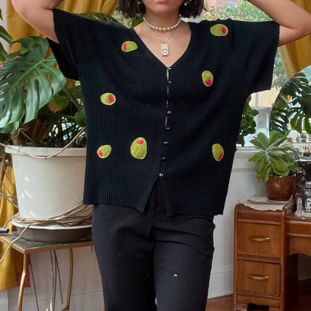 All-over-olive top