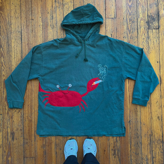 Crab smokin’ a ciggy hoodie - Magg's Rags 