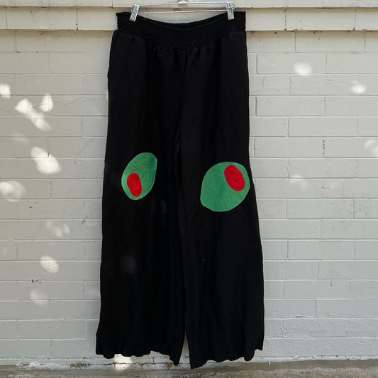Olive knee linen trousers - Magg's Rags 