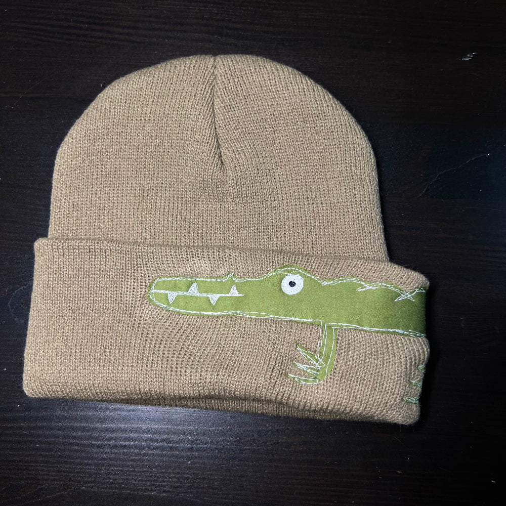 Beige gator beanie