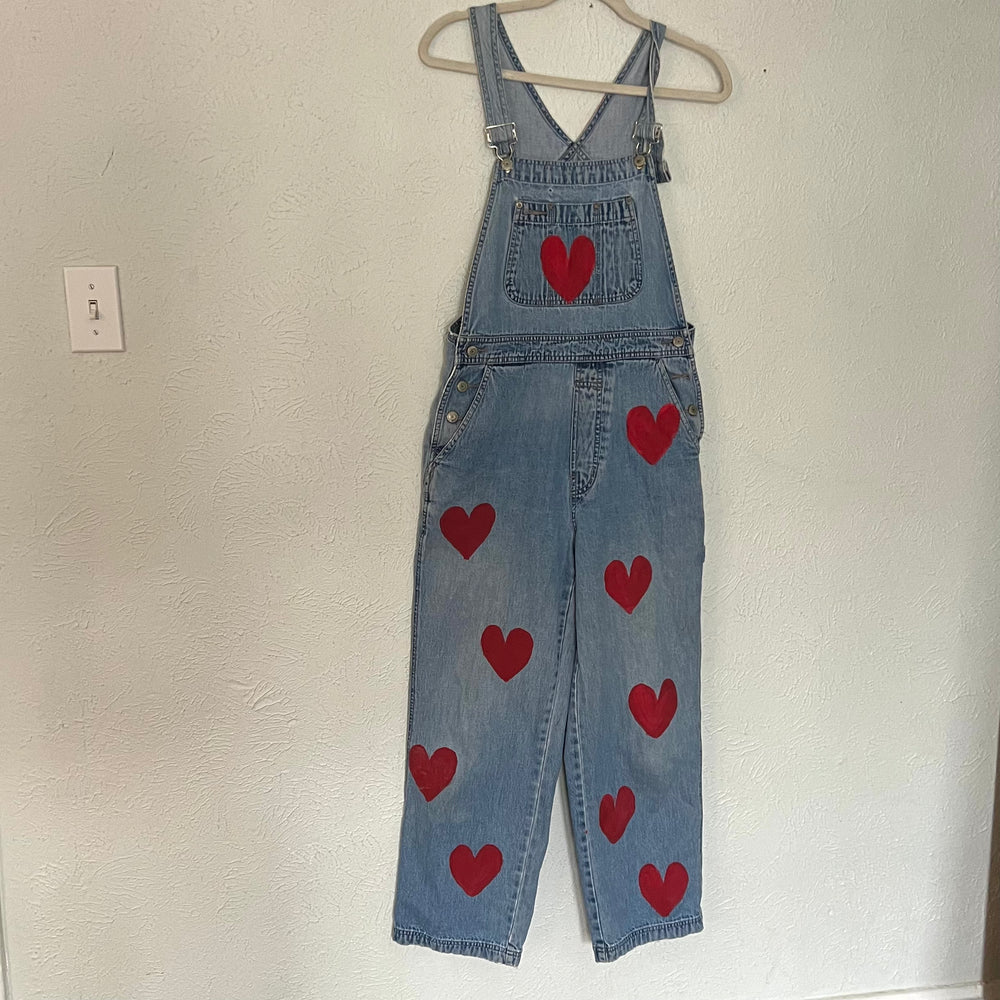 Heart print overalls
