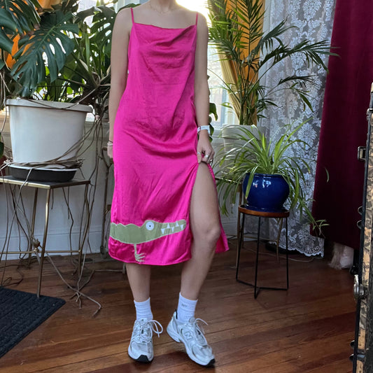 Silk gator wrap maxi dress