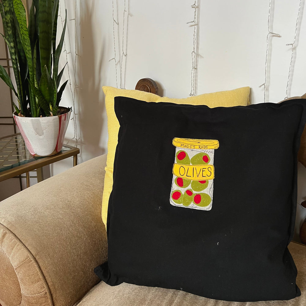 Jar of Olives throw pillow