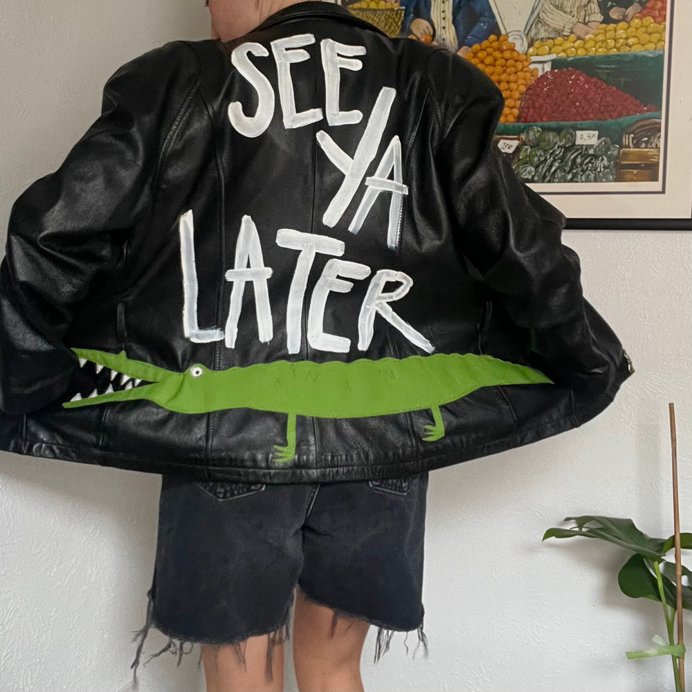 See ya later alligator leather jacket