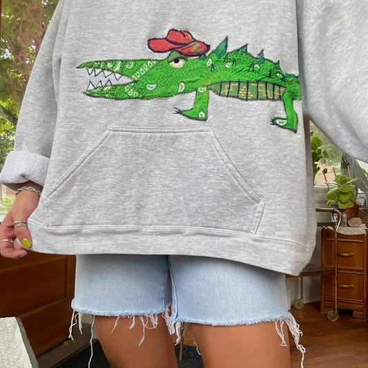 Appliqué alligator hoodie - Magg's Rags 