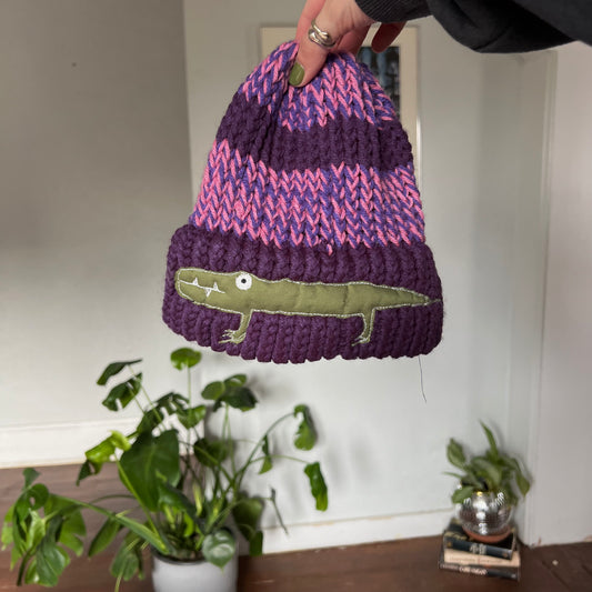 Purple gator beanie