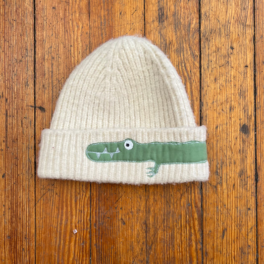 White gator beanie - Magg's Rags 
