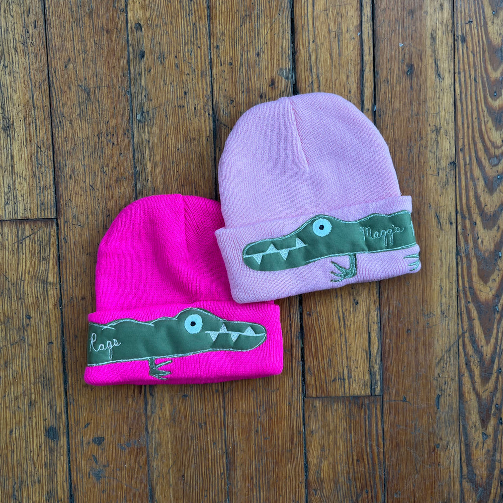 Hot pink gator beanie